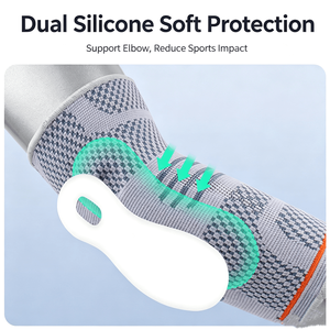 Manchon de compression réglable en tricot pour coude, avec coussinets en silicone bilatéraux antidérapants, attelle de soutien pour le coude de tennis et le basketball - Product Image 2