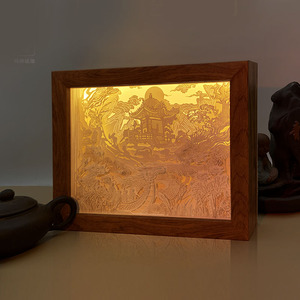 Tùy chỉnh giấy cắt trang trí bức tranh nghệ thuật khung tranh rồng thuyền lễ hội được thiết kế giấy khắc đèn với ánh sáng - Product Image 4