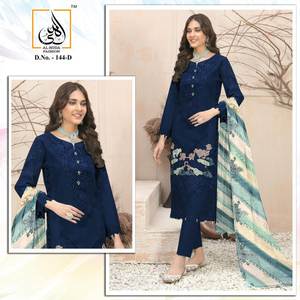 Tunique de créateur à porter avec belle broderie lourde associée à Pure Maslin Impression numérique Dupatta et pantalon de créateur - Product Image 2