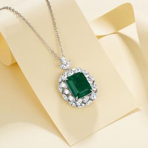 925 स्टर्लिंग सिल्वर ग्रीन मेराल्ड नेकलेस, महिलाओं के लिए पेलेंट हार - Product Image 6