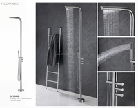Colonne de douche autoportante en acier inoxydable pour extérieur, double fonction, pommeau de douche pluie, moderne, pour jardin, patio, salle de bain