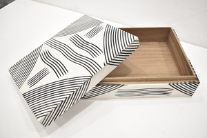 Modern <b>Black</b> & White Abstract Line Decorative Storage Box with Lid and Resin Organizer for Home Décor & Keepsakes at Best Price - Product Image 2
