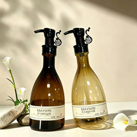 Bouteille pompe en plastique PET 500 ml, vide, style rétro, conteneur cosmétique, logo personnalisé, couleur au choix pour emballage de shampoing et gel douche