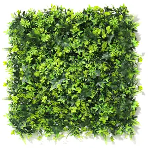 Anti-UV Plastic Artificial Hedge Boxwood Panels Green Plant Vertical Garden Artificial Leaf Wall For Indoor Outdoor Decoration