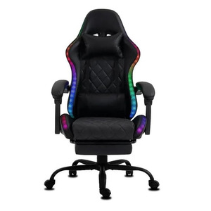 <span class=keywords><strong>Silla</strong></span> para juegos RGB con respaldo reclinable de 180 grados al por mayor <span class=keywords><strong>Silla</strong></span> para jugadores con luz de control remoto y luz LED RGB de cuero negro - Product Image 2