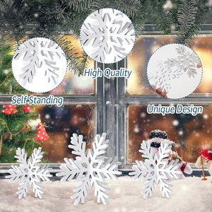 Décorations de flocons de neige 3D DAMAI pour Noël, centres de table en bois blancs en forme de flocons de neige pour Noël, décorations de pays des merveilles hivernales - Product Image 3