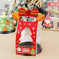 Boîte à gâteau de Noël de haute qualité en gros, 4 pouces, portable, mousse, décoration de dessin animé, boîte en plastique PP transparente semi-circulaire