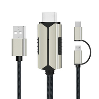 Câble convertisseur 2-en-1 Micro USB Type C vers HDMI de 2 m avec alimentation USB-A, adaptateur d'affichage HD stable pour téléphone Android et projecteur