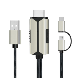 Nuevo 3 en 1 Micro USB tipo C a <span class=keywords><strong>HDMI</strong></span> <span class=keywords><strong>Cable</strong></span> 2m con audio inalámbrico para <span class=keywords><strong>iPhone</strong></span> Macbook Samsung Android Phone a HDTV - Product Image 2