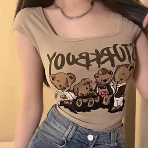 <span class=keywords><strong>Top</strong></span> corto tipo camisola acanalado con estampado lindo, espalda hermosa, relleno en el pecho y espalda, estilo K-pop, sexy, para discoteca, venta al por mayor - Product Image 3