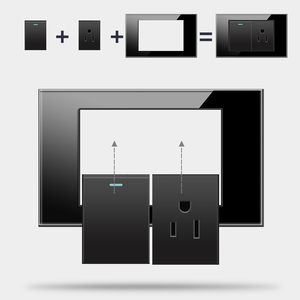 Home Wall Light Switch <b>USB</b> With Led <b>Fast</b> <b>Charging</b> Socket Piano Key Tempered Glass <b>Plug</b> Hotel Decoration Customized Boutique - Product Image 5