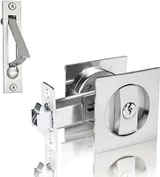 Serrure de porte de poche, quincaillerie de porte de poche carrée contemporaine intimité, loquet de porte de grange coulissante carrée frush,