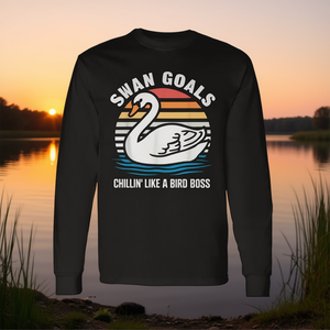 Camiseta de manga larga Swan Goals con diseño Chillin Like A Bird Boss - Product Image 3