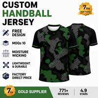 Maillot de handball personnalisé, uniforme de handball à manches courtes, col rond classique, coupe athlétique, sublimation personnalisée, maillots de handball unisexes