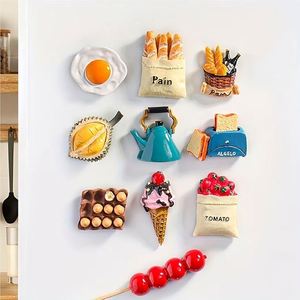 10pcs Strong 3D Cute Food Resin Stickers Whiteboard Cabinet Kitchen Decoration Magnetic Square Souvenir <b>Glass</b> Gift for <b>Fridge</b> - Product Image 1