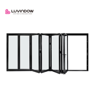 USA tiêu chuẩn hiện đại phong cách nhôm không thấm nước Bifold Kính trượt gấp Cửa Nhôm Hợp Kim hoàn thành bề mặt Nylon cho khách sạn - Product Image 3