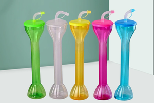 Одноразовая соломенная чашка большой емкости для напитков, 600 мл, длинная шея, выдувная пластиковая гантель для вечеринок, наборы принадлежностей для вечеринок - Product Image 3