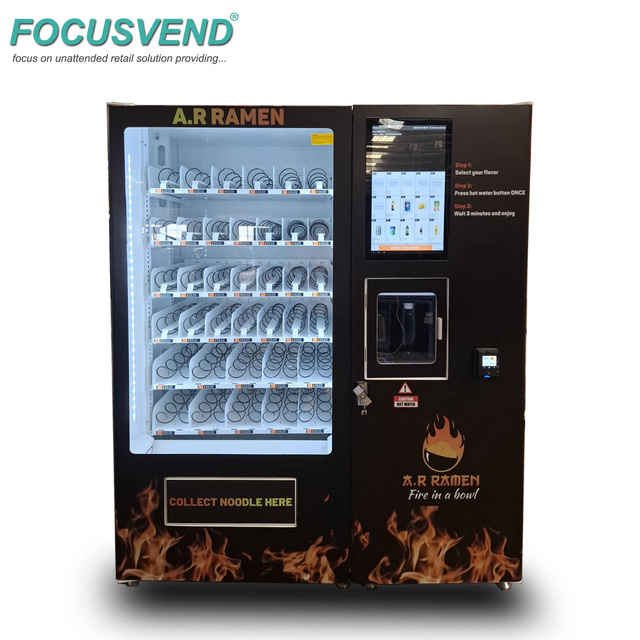 Commercial-Grade Noodle Machine Hot Serving System Digital Ordering Metal Vending Machine Credit Card QR Code Token Payment