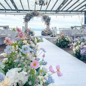 Corredor de flores de colores artificiales de estilo moderno hecho a mano prometido, arreglo de boda, corredor de flores personalizado para bodas - Product Image 2