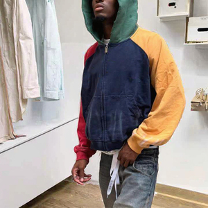 Sudadera con Capucha de Felpa Francesa de Algodón con Manga Regular Personalizada, Corte Cuadrado, Invierno Y2K, Bloques de Color en Contraste con Pedrería, Lavado Ácido - Product Image 3