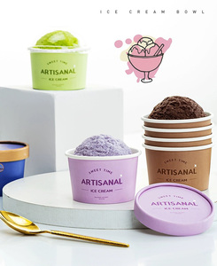 Tùy chỉnh dùng một lần ưa thích phim hoạt hình sinh nhật đảng trẻ em Ice Cream cốc giấy sô cô la kem cốc giấy với muỗng và nắp đậy - Product Image 5