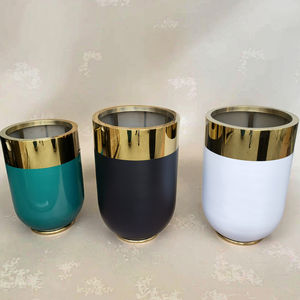 Maceta grande <span class=keywords><strong>de</strong></span> acero inoxidable <span class=keywords><strong>para</strong></span> suelo <span class=keywords><strong>de</strong></span> metal negro, maceta dorada <span class=keywords><strong>para</strong></span> interiores y exteriores, jarrones <span class=keywords><strong>para</strong></span> decoración del hogar - Product Image 1