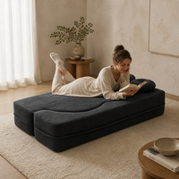 Canapé-lit pliable 2-en-1 en tissu gris anthracite, emballé sous vide, idéal pour petit appartement, chambre d'amis, hôtel - Vente en gros