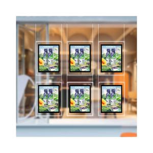 Agent <span class=keywords><strong>immobilier</strong></span> vitrine affiche double face suspendu LED cristal acrylique boîte à lumière cristal clair boîte publicitaire - Product Image 1