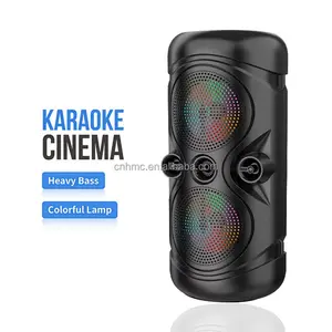 ZQS4259-altavoz cilíndrico con Subwoofer, nuevo modelo, para Karaoke, con micrófono, Bluetooth, Audio inalámbrico para reproductor de fiesta al aire libre