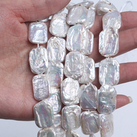 Fil de perles d'eau douce, en vrac, perles carrées, blanches, vente en gros, 14 à 16mm, livraison gratuite