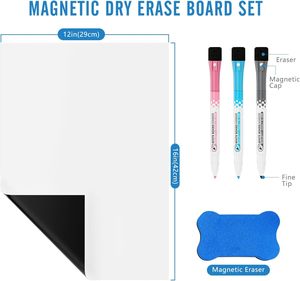 Tableau blanc magnétique pour réfrigérateur avec marqueurs effaceurs Organisateur effaçable à sec Planificateur pour <span class=keywords><strong>cuisine</strong></span> Liste d'achats Comprend 1 gomme 3 marqueurs - Product Image 2