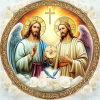 Quadro Rotondo Religioso Sacro con Gesù, Stampa a Olio, Decorazione da Tavolo, Artigianato in Resina, Souvenir Regalo - Offerta Speciale