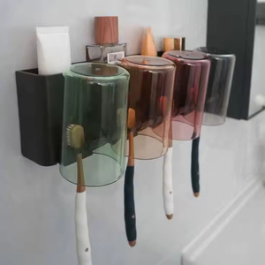 Ensemble de nettoyage moderne et étanche en plastique pour toilettes et salles de bain, avec porte-brosses à dents multi-compartiments et support de rangement, couleur personnalisable - Product Image 6