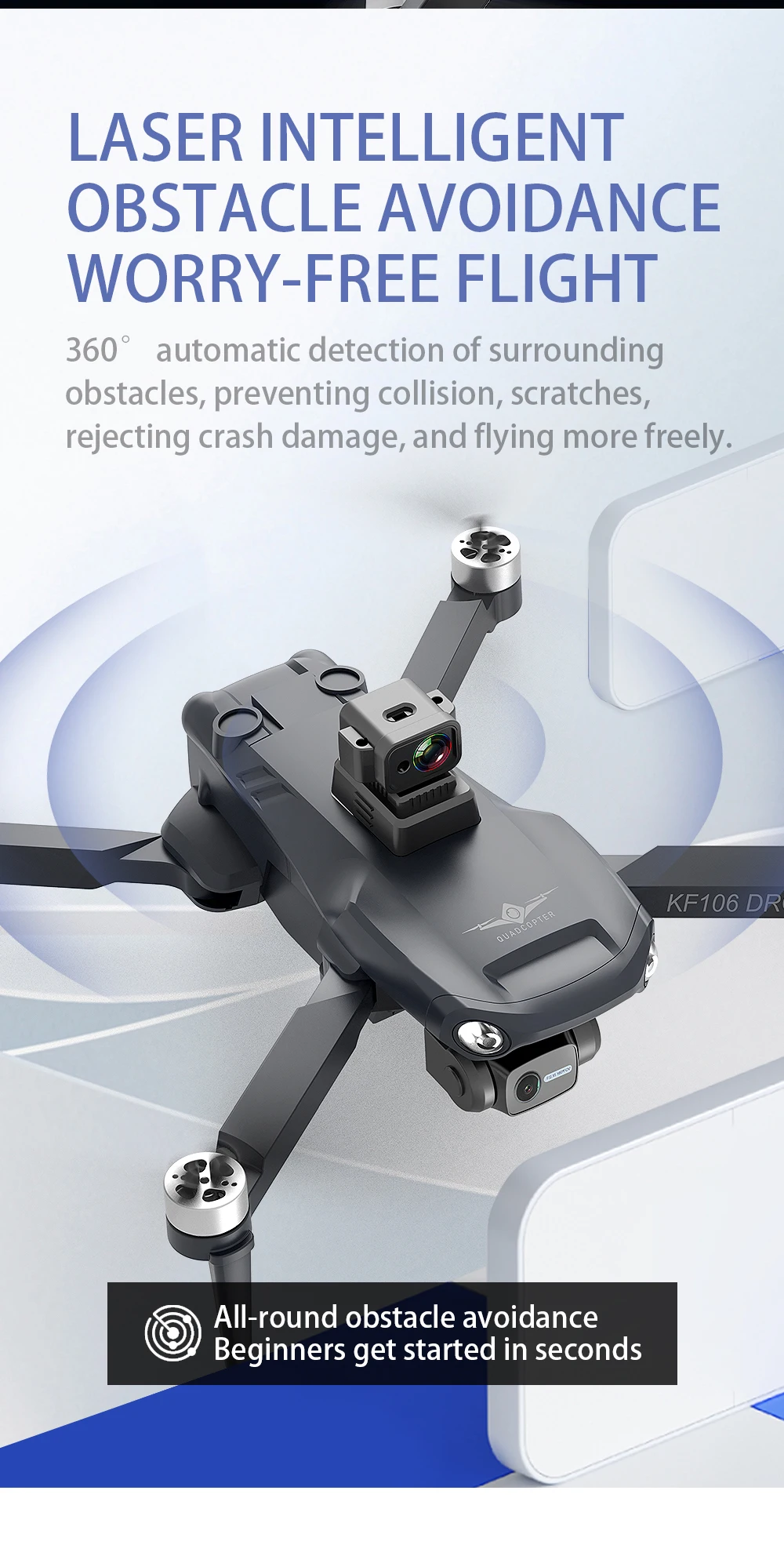 KFPLAN KF106 Drone, LASER INTELLIGENT OBSTACLE AVOIDANCE WORRY-