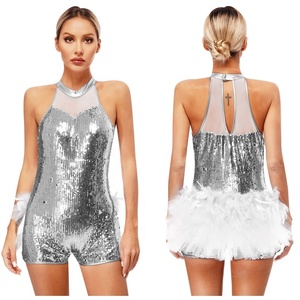 Trajes de baile para mujer, Mono de leotardo con falda de tul para <span class=keywords><strong>Jazz</strong></span>, clase de baile latino, ejercicio Gimnástico, Club nocturno, Festival de Carnavales - Product Image 4