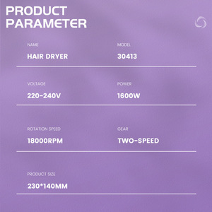 Secador de Pelo Dsp Morado con Motor DC de Alta Velocidad, Enchufe Europeo para Uso Doméstico y en Salón - Product Image 4