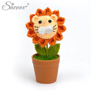 Maceta de animales de ganchillo hecha a mano Mini Ramos lindas <span class=keywords><strong>flores</strong></span> de ganchillo para decoración del hogar Día de San Valentín Pascua Día de la madre - Product Image 4