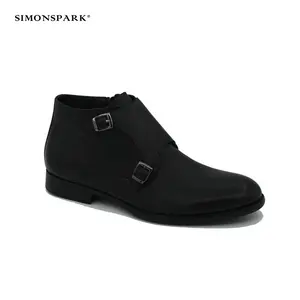 新款上市高品质真皮皮鞋男士切尔西冬靴男士高筒靴意大利黑色设计