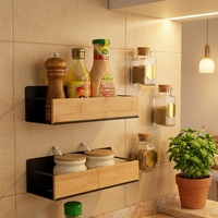 Étagère à épices magnétique pour réfrigérateur, étagère de rangement en bois de bambou personnalisée pour l'organisation de la cuisine, rangement domestique, vente en gros OEM