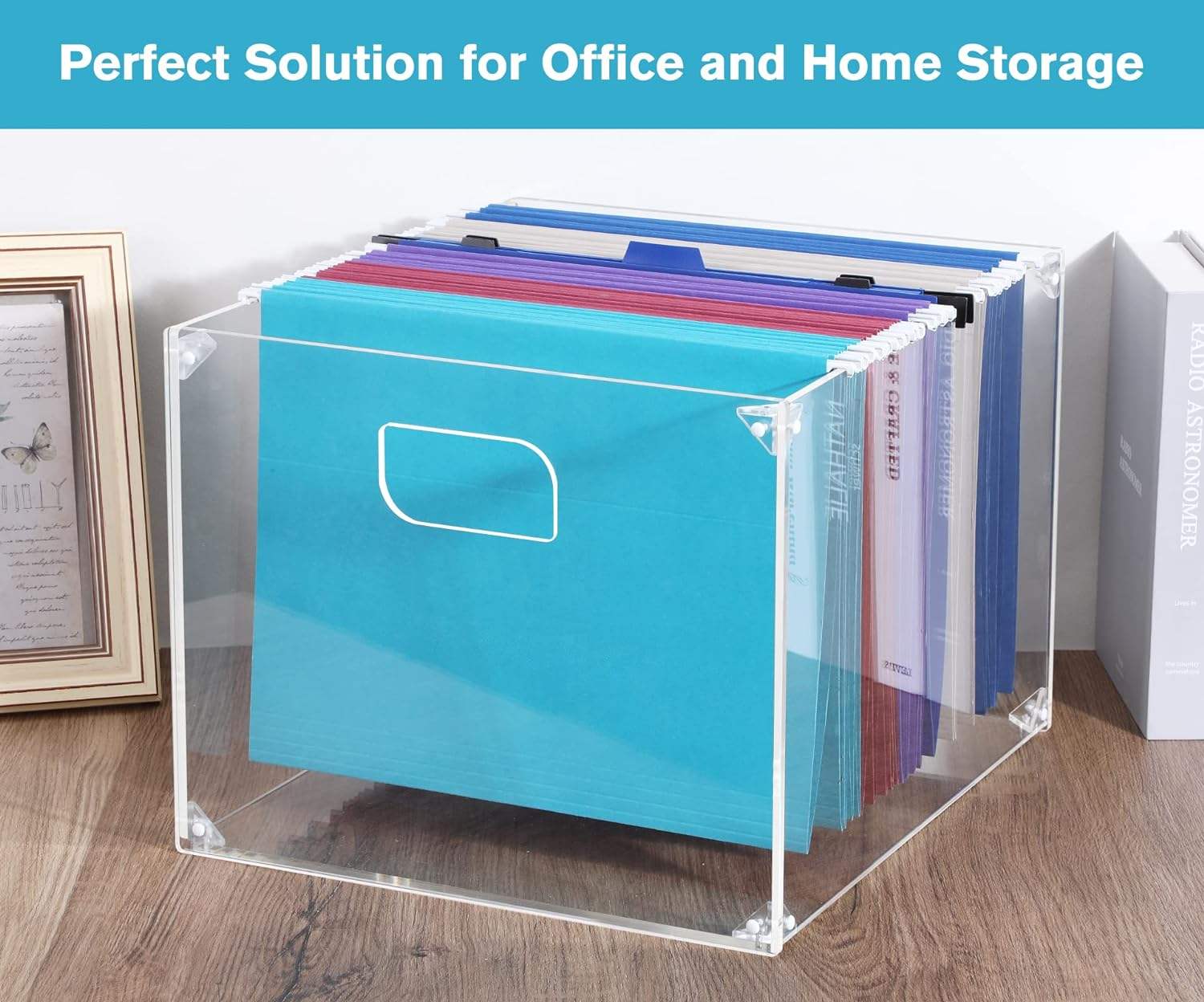 Acrylic Desktop File Box Organizer with Handles – Modern Letter