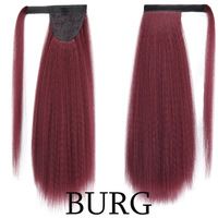 Vente chaude Yaki Droite Synthétique Queues De Cheval Naturel Noir Afro Crépus Queue De Cheval Droite avec Ruban En Nylon Pour Les Femmes Noires