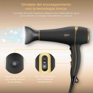 Secador de Pelo Iónico Profesional Gki 2200W Negro y Dorado con Accesorio Difusor - Product Image 5