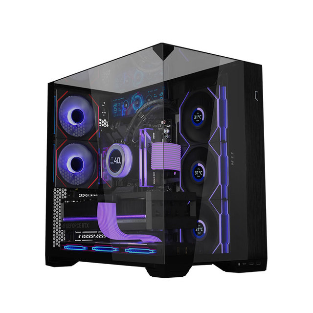 Lian Li O11 Vision Compact Gaming PC Case 3 Sided Tempered Glass Seamless Panoramic MicroATX Mid Tower Steel Computer Chassis No