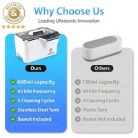 Pembersih Kacamata Ultrasonik Digital 600ml Mesin Pembersih Kacamata Optik Portabel dengan 5 Pengaturan Timer CDS-100