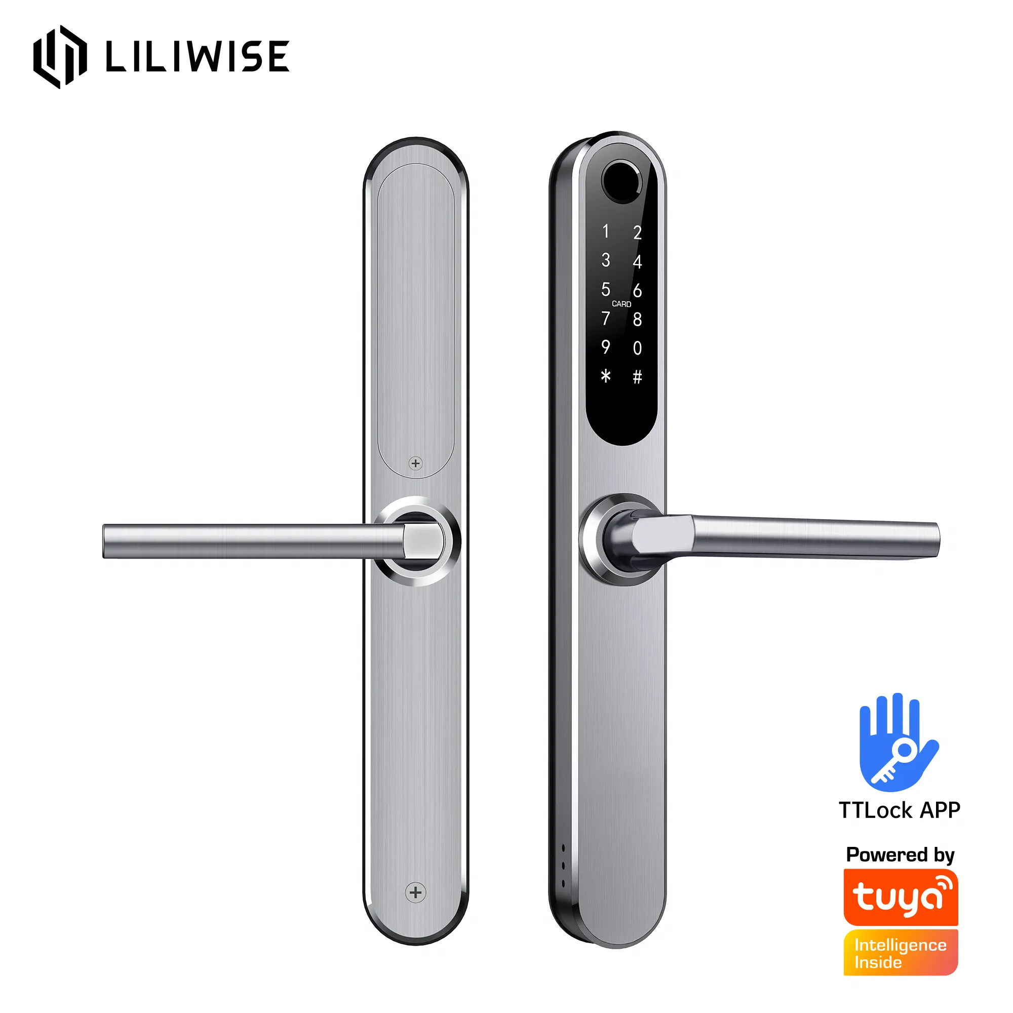 Liliwise-cerradura inteligente para puerta, dispositivo de cierre resistente al agua IP66, con huella dactilar, para puertas de aluminio de perfil estrecho, aplicación Tuya TTLOCK BLE