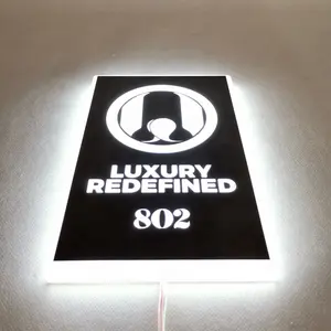 실내를 위한 주문 led 집 수 빛 3d 검정 티타늄 스테인리스 backlit 호텔 수 표시