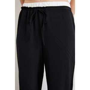 Pantalones Anchos de Pierna Ancha con Cintura Elástica Negra para Mujer - Product Image 2