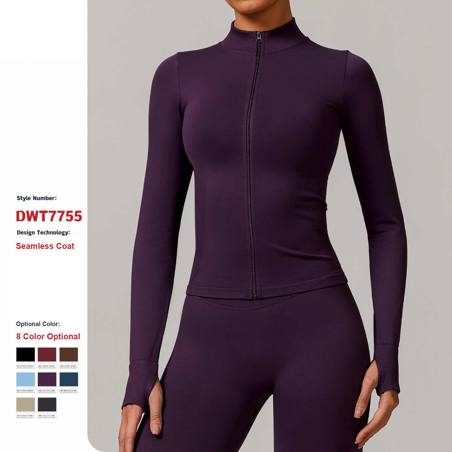 Custom High Quality Stand Collar Tops Long Sleeve Zipper Yoga Wear Women'S Windproof Jackets Gym Sports Fitness Running Jackets