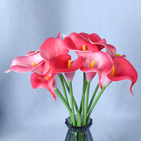 Bunga Calla Lily Buatan PU, Rangkaian Bunga Palsu, Realistis, Tahan Air, Dekorasi Meja Ruang Tamu dan Ruang Makan Modern