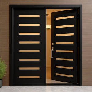 Portes en fer forgé à double entrée modernes et luxueuses, avec design élégant de grille en verre pour appartement, salon, extérieur, chambre à coucher, extérieur - Product Image 1